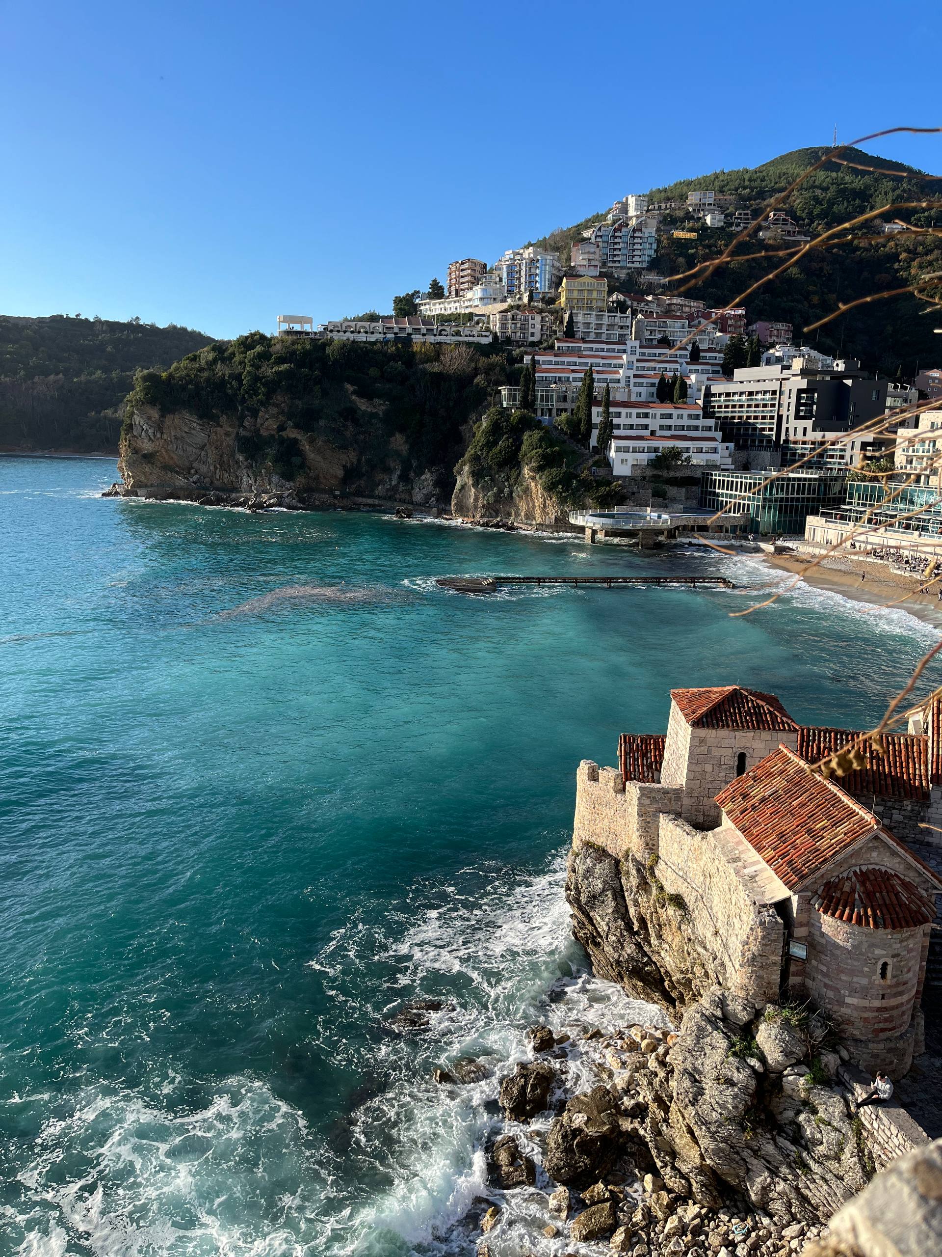 Budva Old Town streets and coastal view